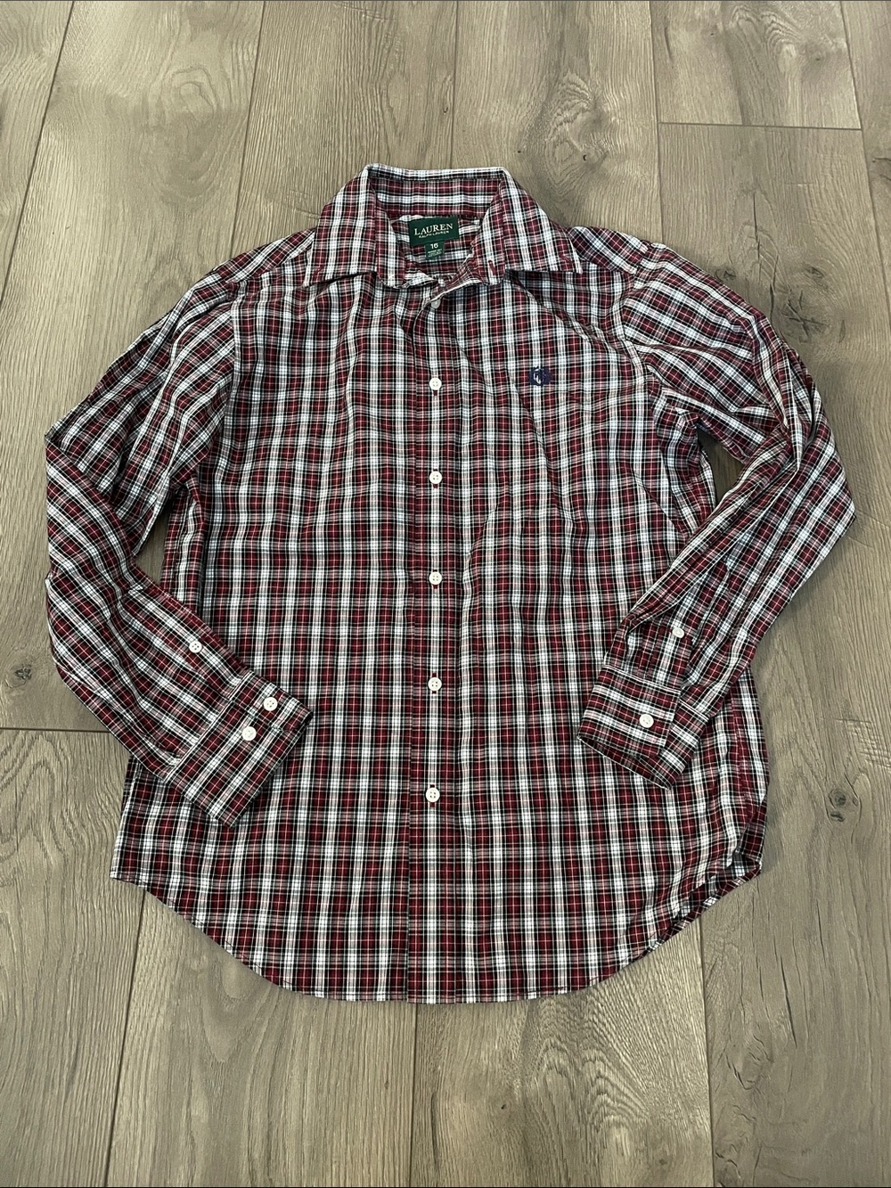 Lauren Ralph Lauren Boy's Plaid Long-Sleeve Button-Down Shirt Sz:16